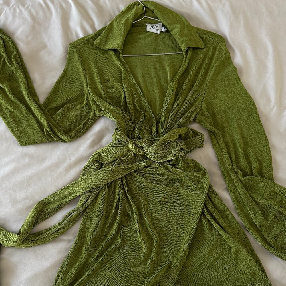 Princess Polly Green Mini Dress With Long Sleeves